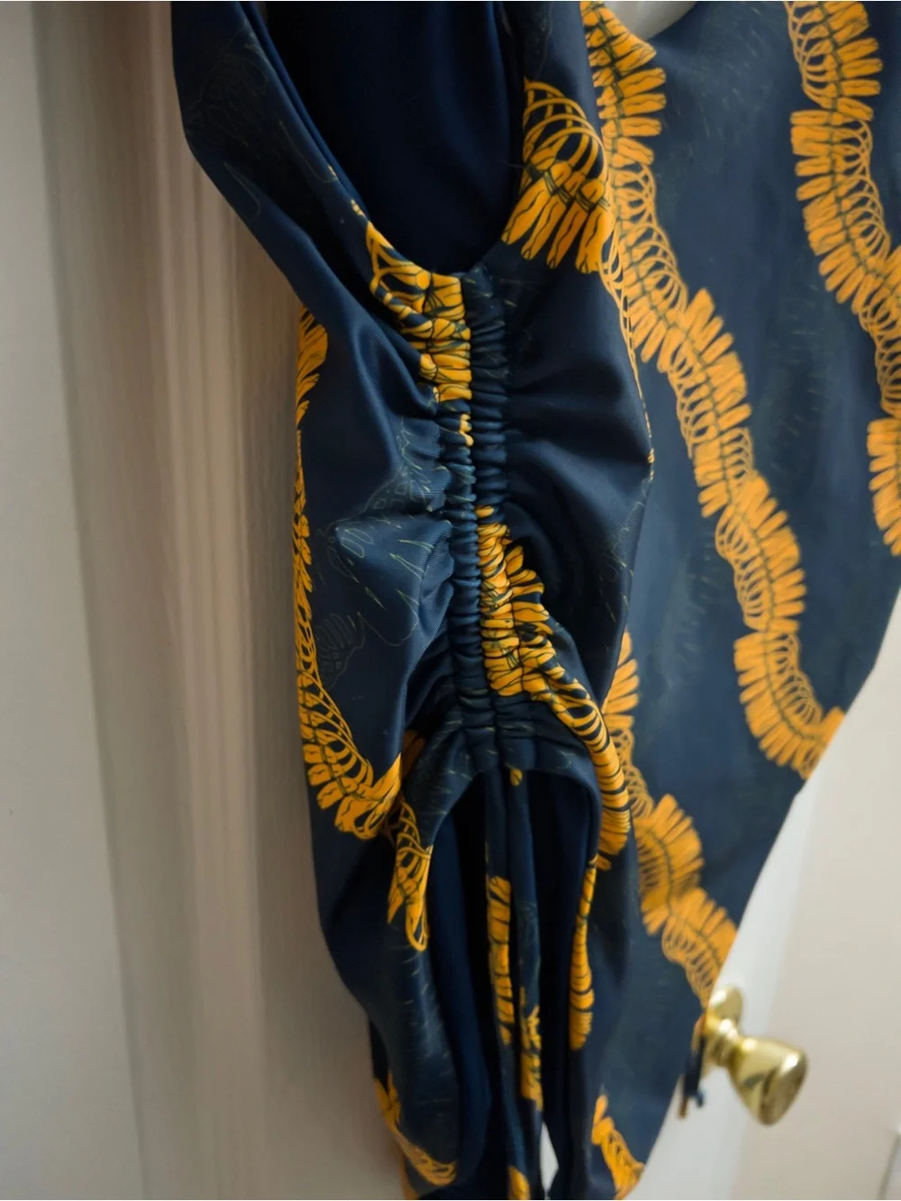 Navy & Mustard Pattern One-Piece Swimsuit
